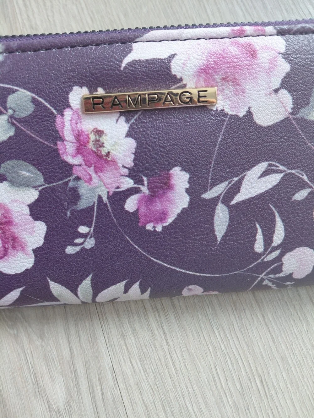 New! Rampage Purple Floral Zip Wallet